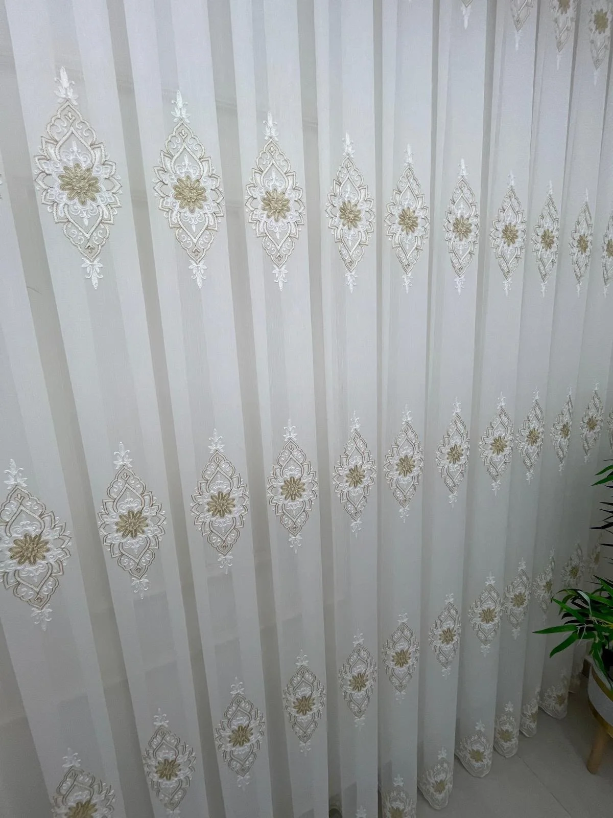 NİVEMESHOME BELİNDA 711 GOLD  1/3 PİLELİ TÜL PERDE APM