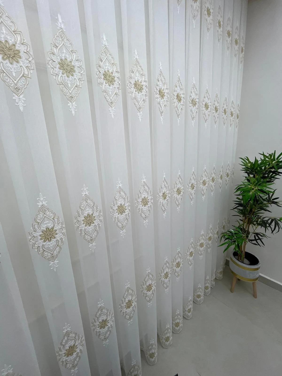 NİVEMESHOME BELİNDA 711 GOLD  1/3 PİLELİ TÜL PERDE APM