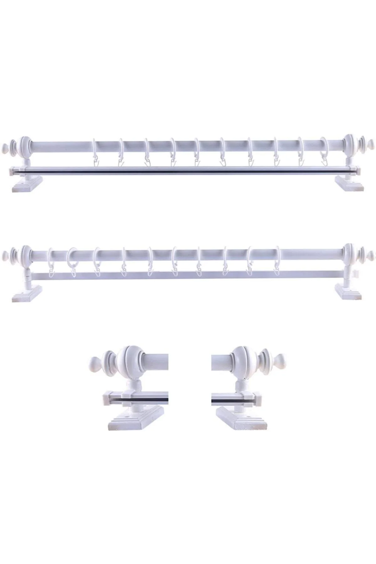 NİVEMESHOME BIANCO LEGNO RUSTICO ASTA PER TENDE/PALO RUSTICO CON BINARIO 150 CM