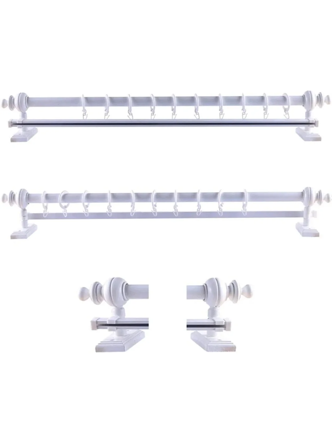 NİVEMESHOME BEYAZ AHŞAP RUSTİK PERDE ASKISI/RAYLI RUSTİK BORUSU 150 CM