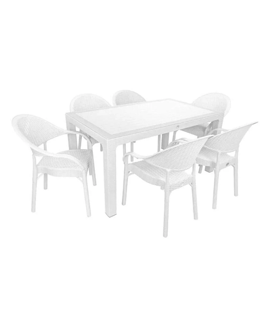NİVEMESHOME BEYAZ RATTAN MASA TAKIMI