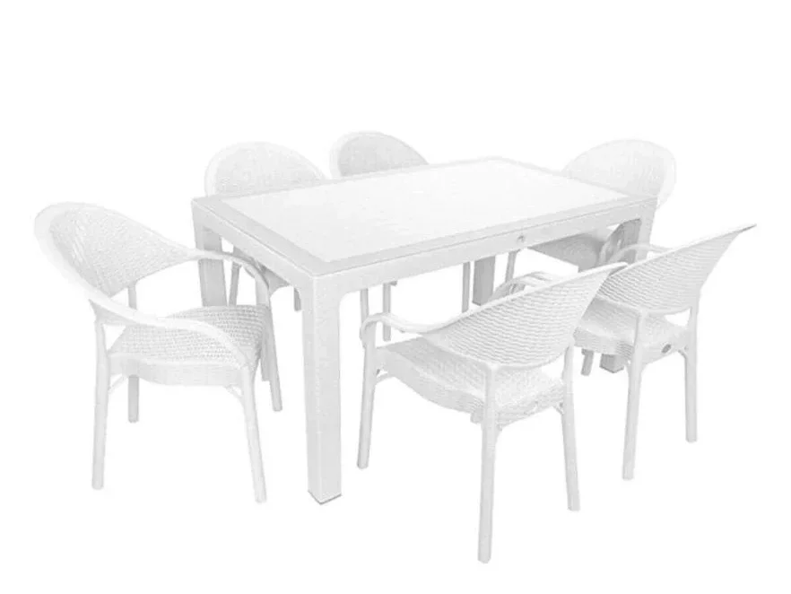 NİVEMESHOME BEYAZ RATTAN MASA TAKIMI