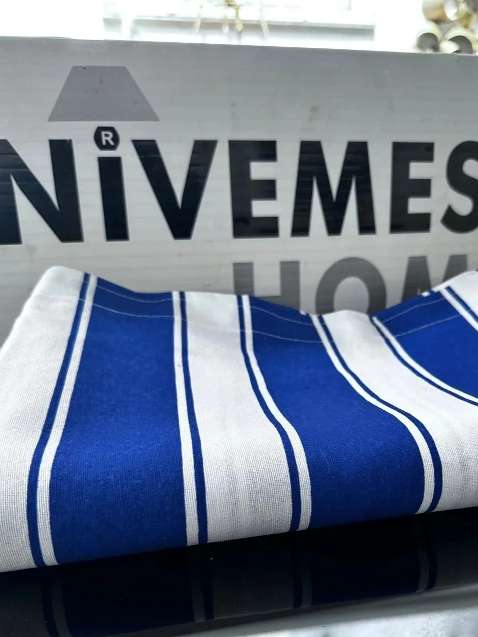 NİVEMESHOME BRANDA MAVİ - BEYAZ BALKON PERDESİ