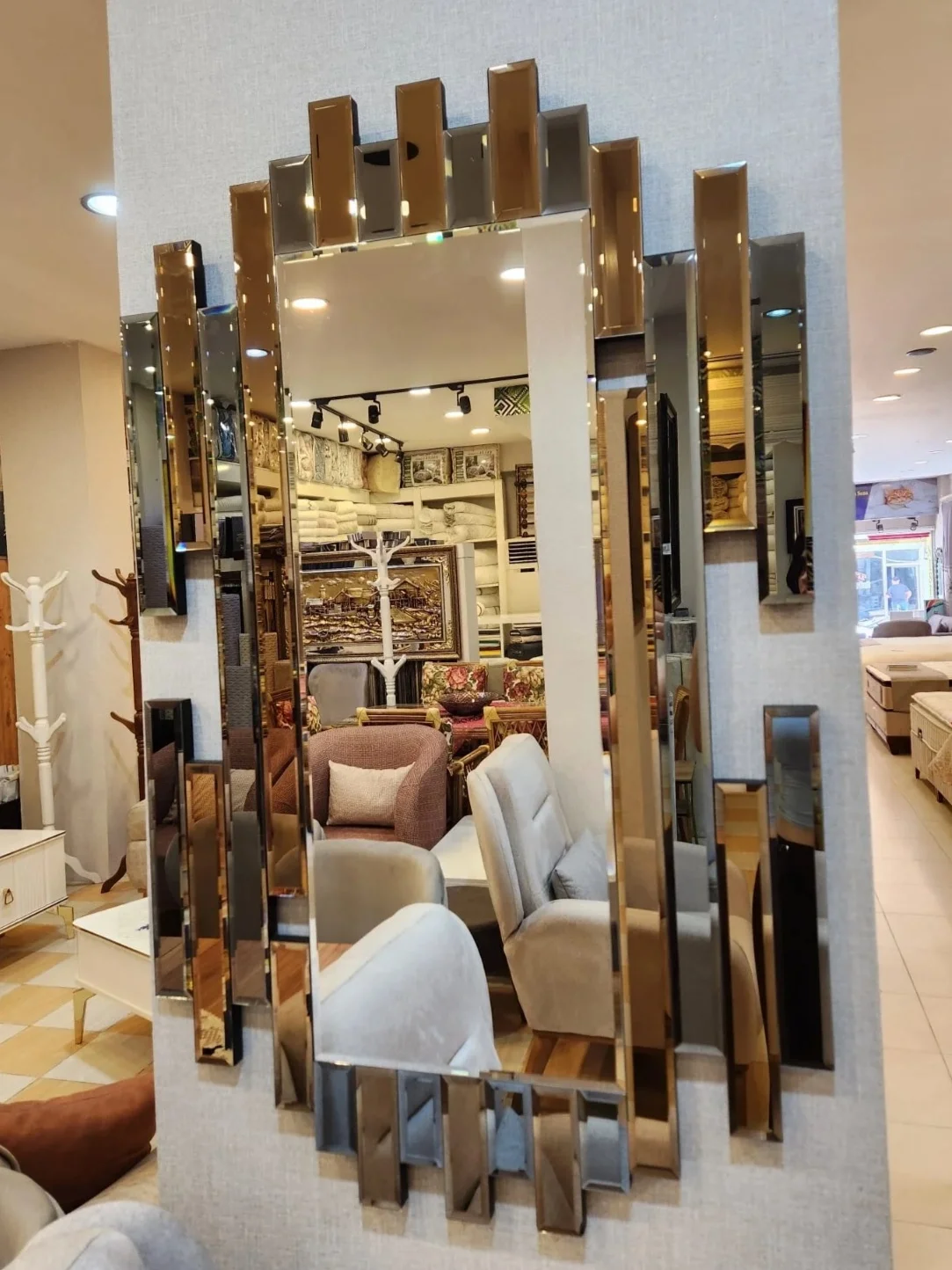 NİVEMESHOME BÜYÜK BOY GOLD 74X121 DEKORATİF BOY AYNASI