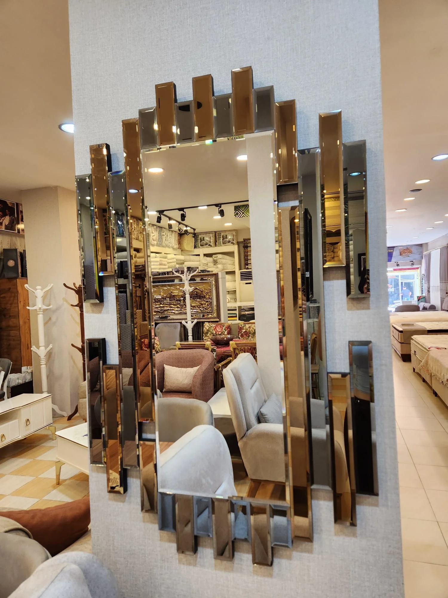 NİVEMESHOME BÜYÜK BOY GOLD 74X121 DEKORATİF BOY AYNASI