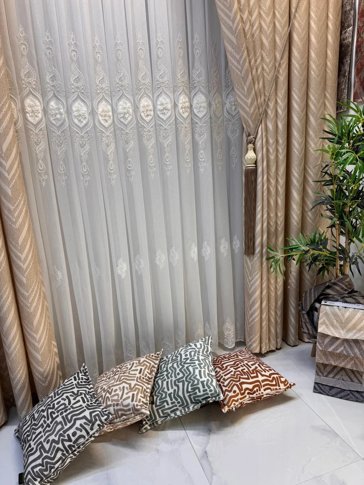 NİVEMESHOME CANSEL EKRU  1/2,5 PİLELİ TÜL PERDE