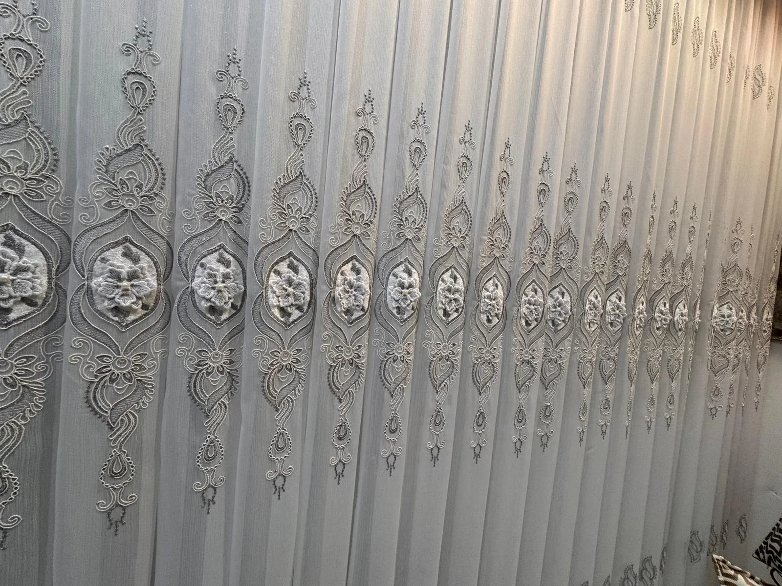 NİVEMESHOME CANSEL GÜMÜŞ 1/3 PİLELİ TÜL PERDE