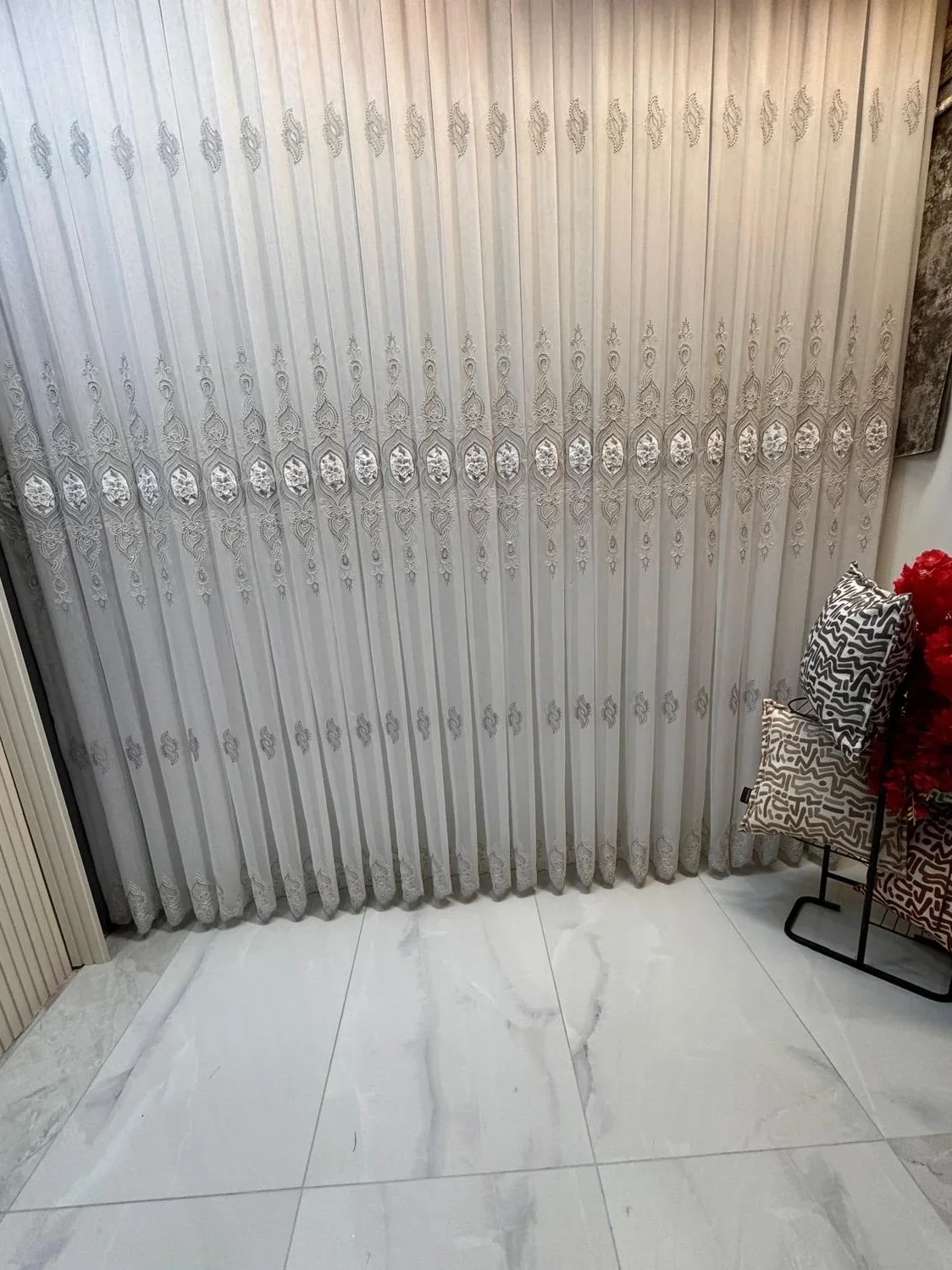 NİVEMESHOME CANSEL GÜMÜŞ 1/3 PİLELİ TÜL PERDE