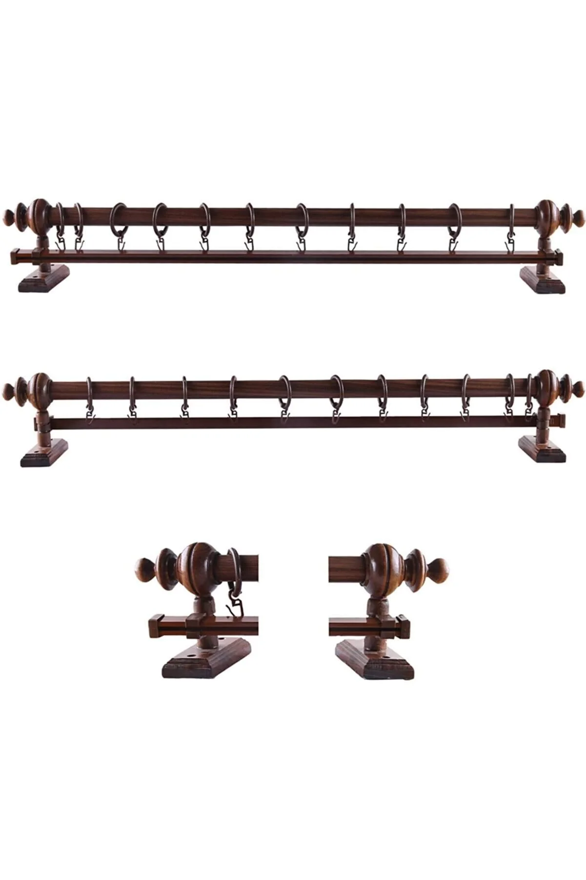 NİVEMESHOME WALNUT LEGNO BACCHETTA RUSTICA PER TENDE/ASTA RUSTICA CON BINARIO 200 CM