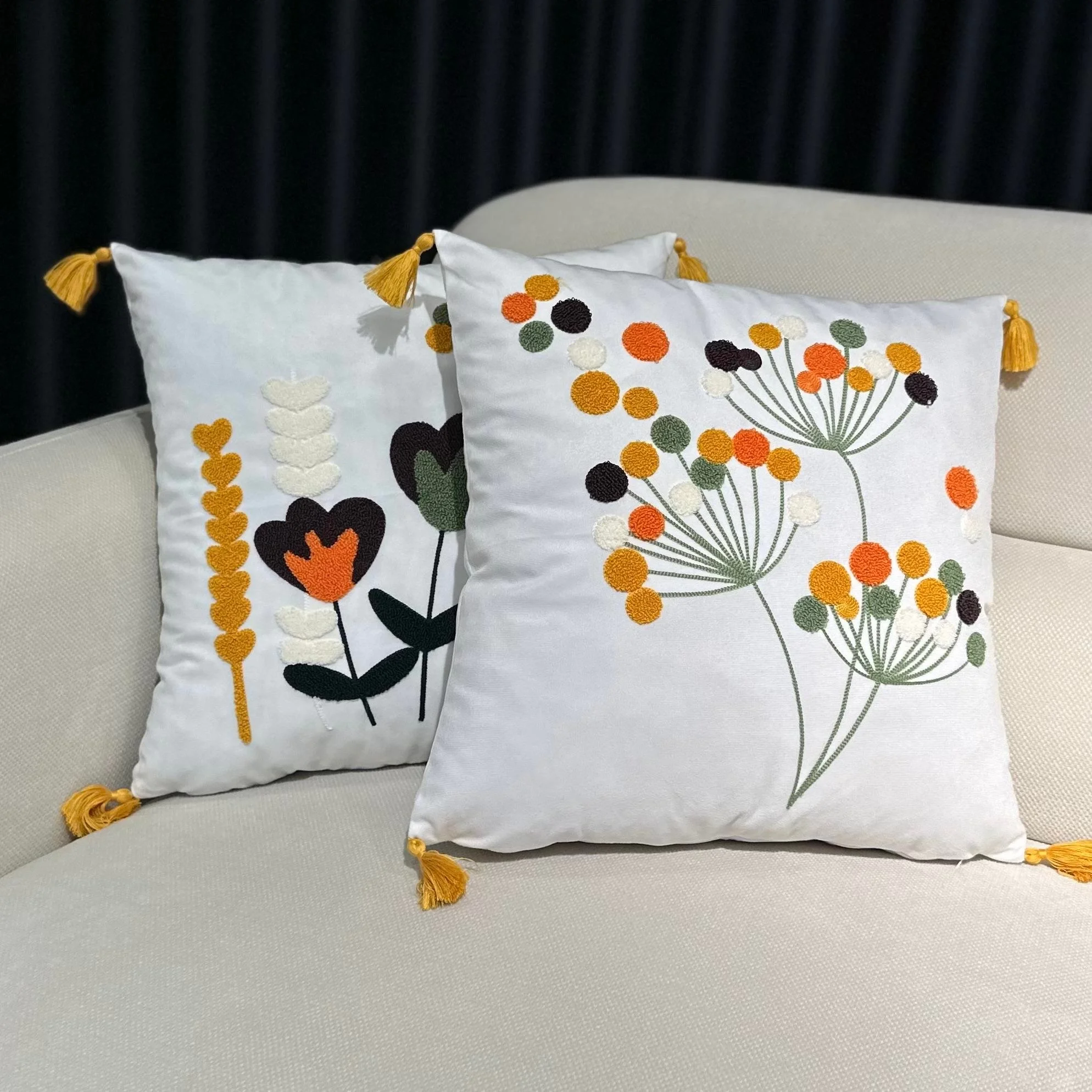 NİVEMESHOME EMBROIDERED CUSHION COVER WITH FLOWERS 45X45