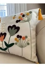 NİVEMESHOME EMBROIDERED CUSHION COVER WITH FLOWERS 45X45