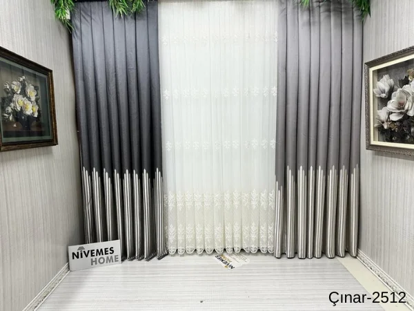 NİVEMESHOME ÇINAR ANTRASİT 2512 1/3 SIK PİLELİ CORTINA DE PANEL APC