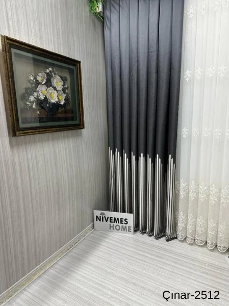 NİVEMESHOME ÇINAR ANTRASİT 2512 1/3 SIK PİLELİ CORTINA DE PANEL APC