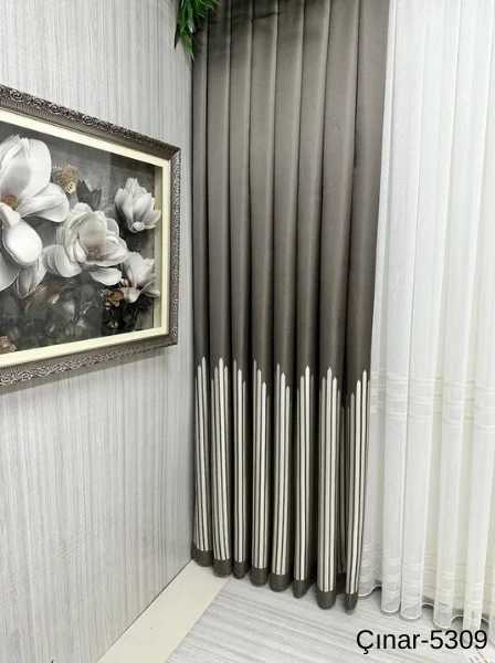 NİVEMESHOME ÇINAR TOPRAK 5309 1/3 SIK PİLELİ FON PERDE APM