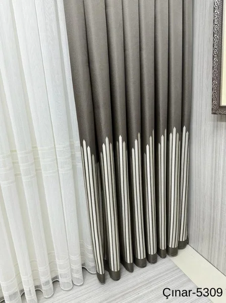 NİVEMESHOME ÇINAR TOPRAK 5309 1/3 SIK PİLELİ FON PERDE APM
