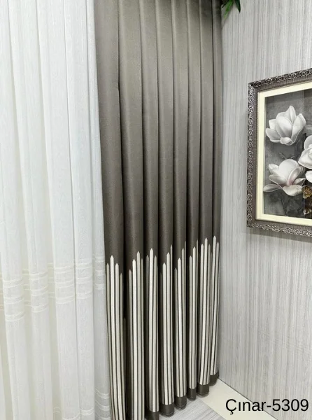 NİVEMESHOME ÇINAR TOPRAK 5309 1/3 SIK PİLELİ FON PERDE APM