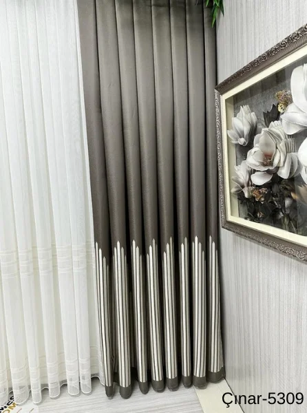 NİVEMESHOME ÇINAR TOPRAK 5309 1/3 SIK PİLELİ FON PERDE APM