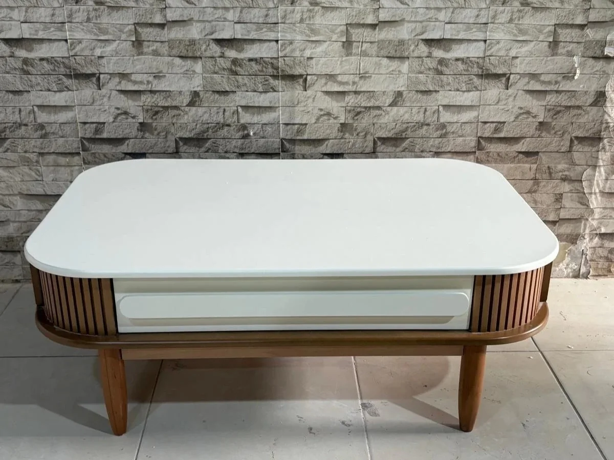 NIVEMESHOME DALYA CREAM-WALNUT COFFEE TABLE