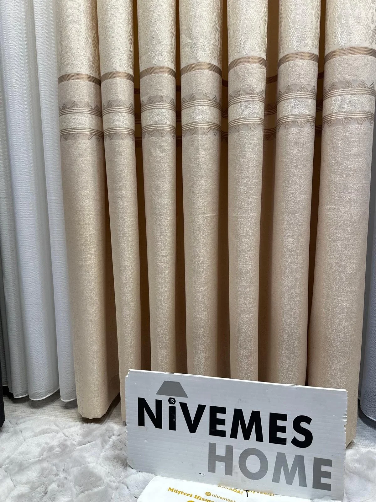 NİVEMESHOME DAMLA FT614337 V-101 CREAM 1/3 DENSE CHENILLE CURTAIN APM