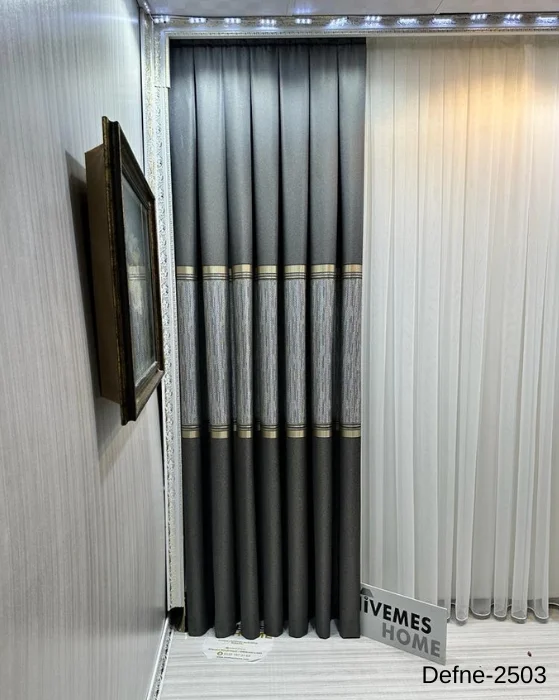NİVEMESHOME DEFNE ANTRASİT FT614166 V-2503 1/3 SIK PİLELİ FON PERDE APM