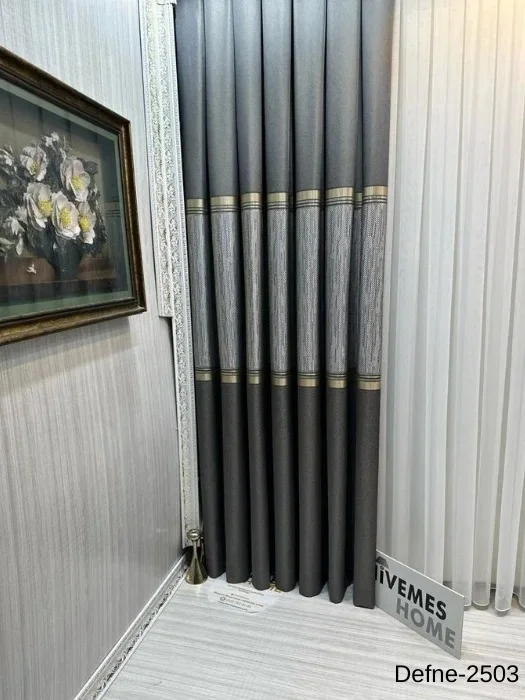 NİVEMESHOME DEFNE ANTRASİT FT614166 V-2503 1/3 SIK PİLELİ FON PERDE APM
