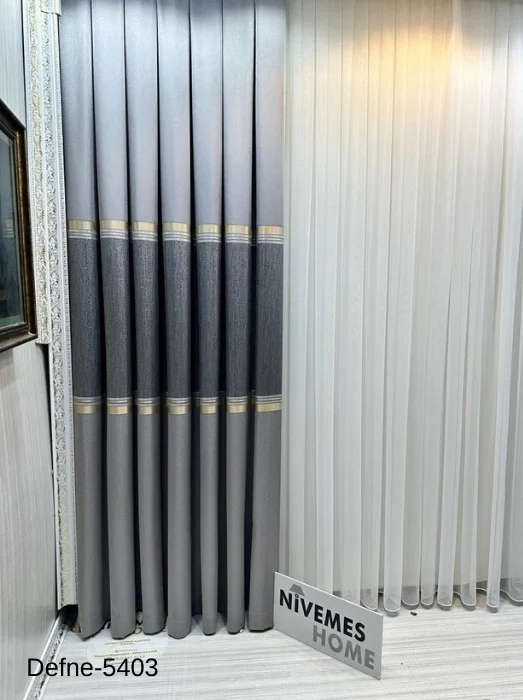 NİVEMESHOME DEFNE GRİ FT614166 V-5403 1/3 SIK PİLELİ FON PERDE APM