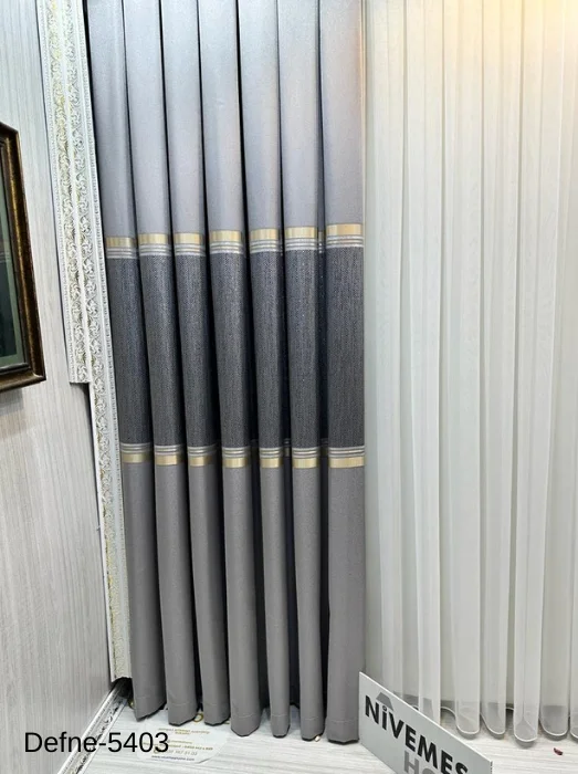NİVEMESHOME DEFNE GRİ FT614166 V-5403 1/3 SIK PİLELİ FON PERDE APM