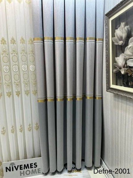 NİVEMESHOME DEFNE GÜMÜŞ FT614166 V-2001 1/3 DENSE PLEATED CURTAIN TIEBACK