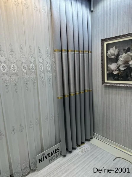 NİVEMESHOME DEFNE GÜMÜŞ FT614166 V-2001 1/3 DENSE PLEATED CURTAIN TIEBACK