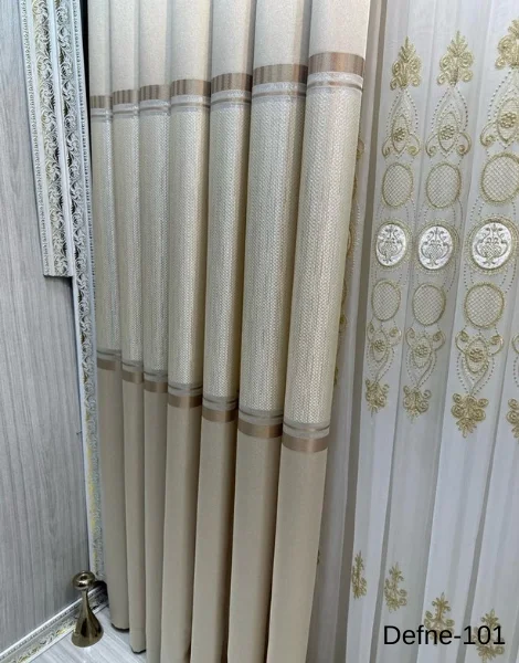 NİVEMESHOME DEFNE VİZON FT614166 V-101 1/3 SIK PİLELİ FON PERDE APM