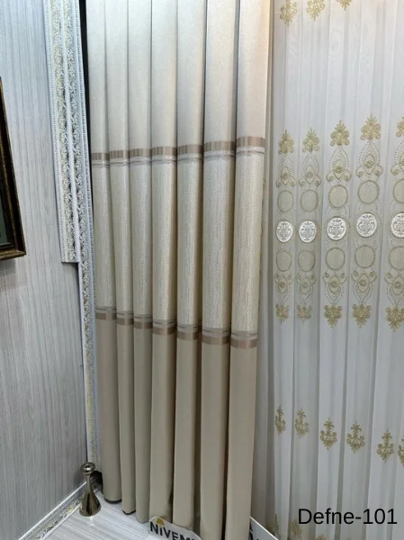 NİVEMESHOME DEFNE VİZON FT614166 V-101 1/3 SIK PİLELİ FON PERDE APM