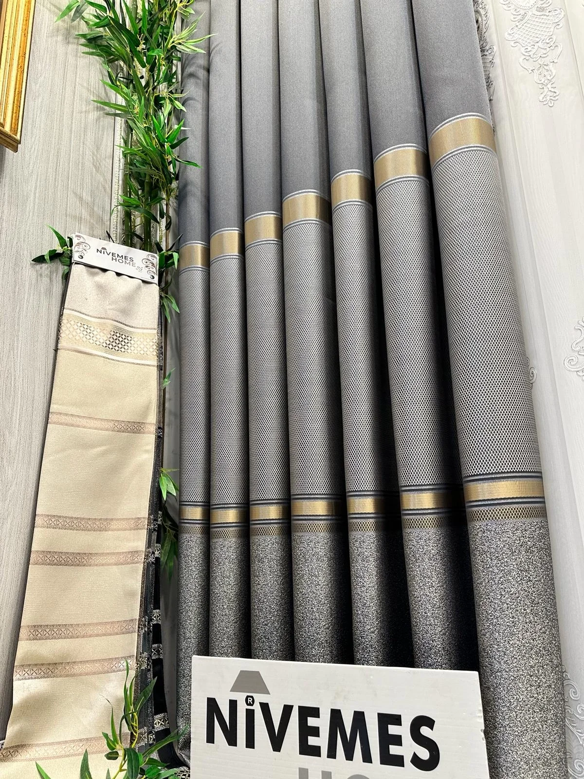 NİVEMESHOME ДЕНИЗ FT614177 V-5403 СЕРЕБРО 1/3 ПЛОТНЫЙ ЗАПЛЕТЕННЫЙ ЗАНАВЕС APM