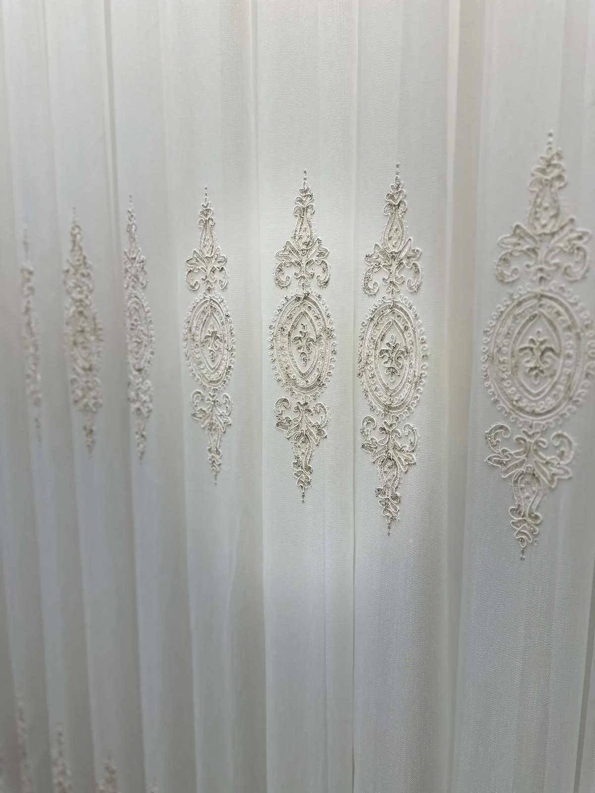NİVEMESHOME DİLA 2032 GOLD DETAILED 1/3 TIGHT PLEATED TULLE CURTAIN APM