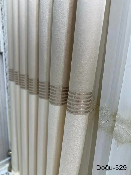 NİVEMESHOME DOĞU KREM FT671536 V-529 1/3 SIK PİLELİ FON PERDE APM