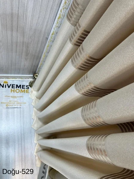 NİVEMESHOME DOĞU KREM FT671536 V-529 1/3 SIK PİLELİ FON PERDE APM