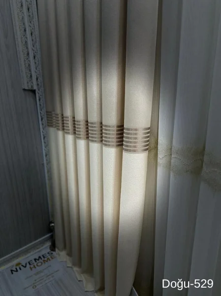 NİVEMESHOME DOĞU KREM FT671536 V-529 1/3 SIK PİLELİ FON PERDE APM