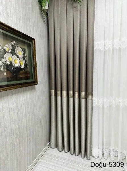 NİVEMESHOME DOĞU TOPRAK FT671536 5309 1/3 SIK PİLELİ FON PERDE APM