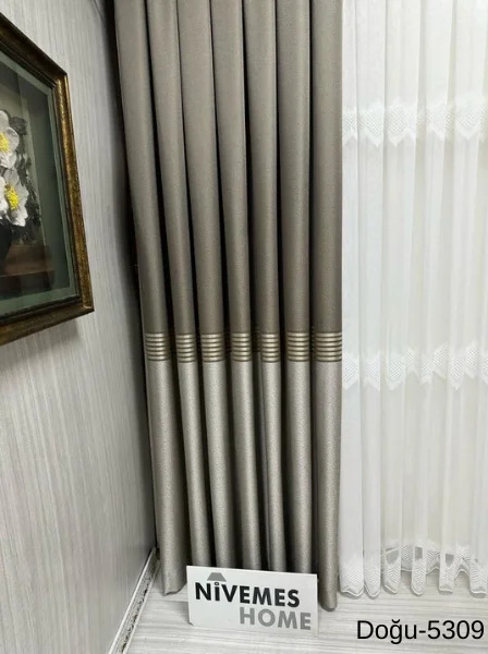 NİVEMESHOME DOĞU TOPRAK FT671536 5309 1/3 SIK PİLELİ FON PERDE APM