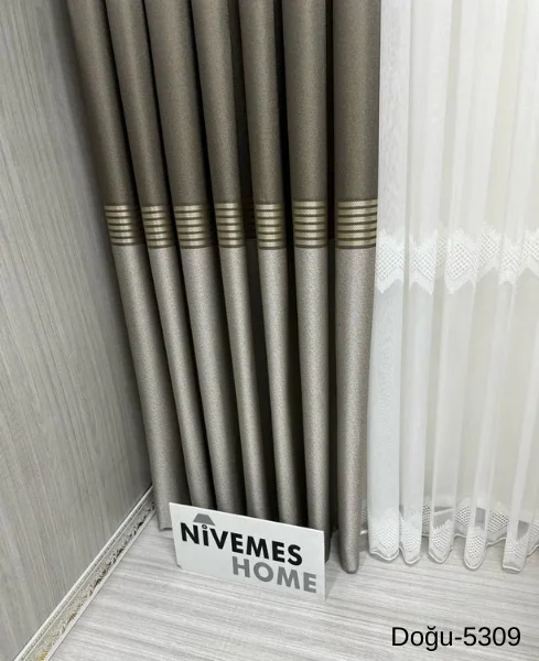 NİVEMESHOME DOĞU TOPRAK FT671536 5309 1/3 SIK PİLELİ FON PERDE APM