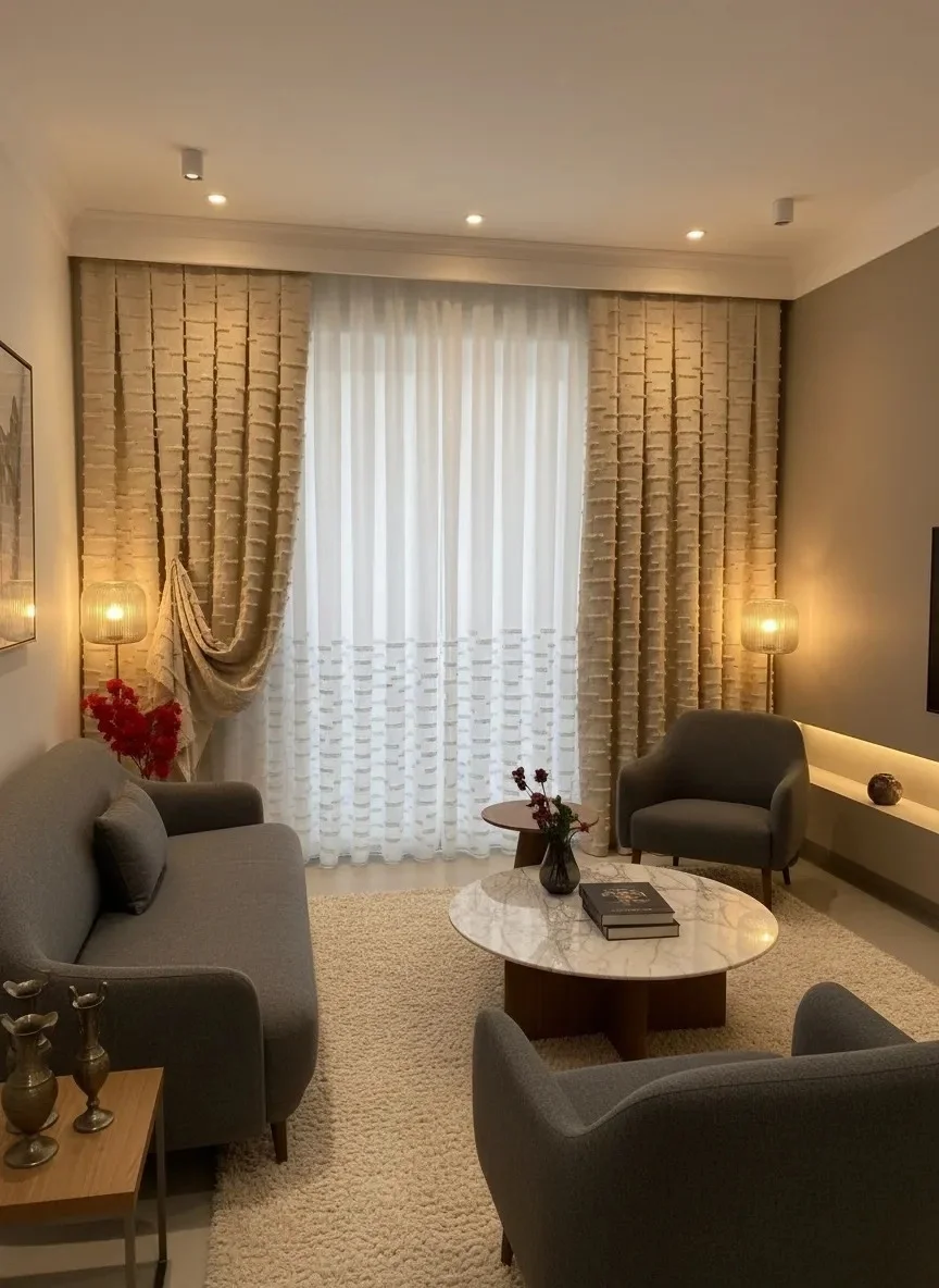 NİVEMESHOME DURU 1-0095  YARI DESENLİ  1/3  PİLELİ  TÜL PERDE APM