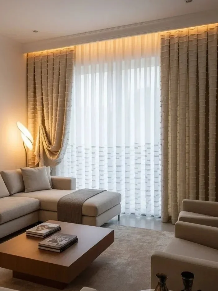 NİVEMESHOME DURU 1-0095  YARI DESENLİ  1/3  PİLELİ  TÜL PERDE APM