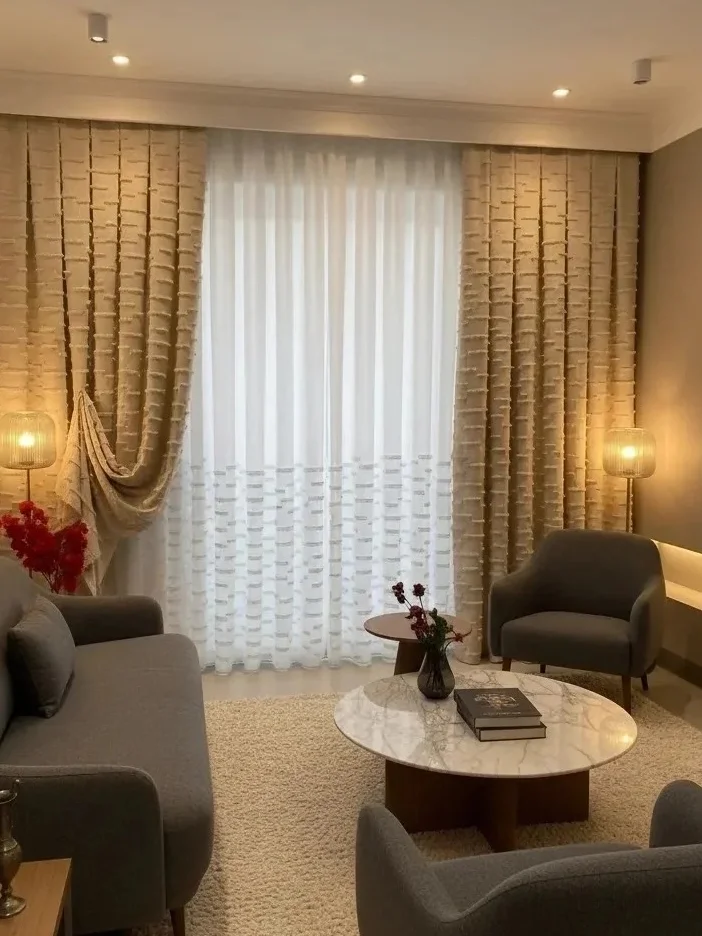 NİVEMESHOME DURU 1-0095  YARI DESENLİ  1/3  PİLELİ  TÜL PERDE APM