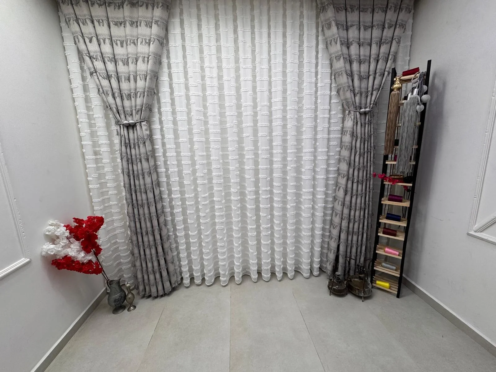 NİVEMESHOME DURU TAM DESENLİ  1/3  PİLELİ  TÜL PERDE APM