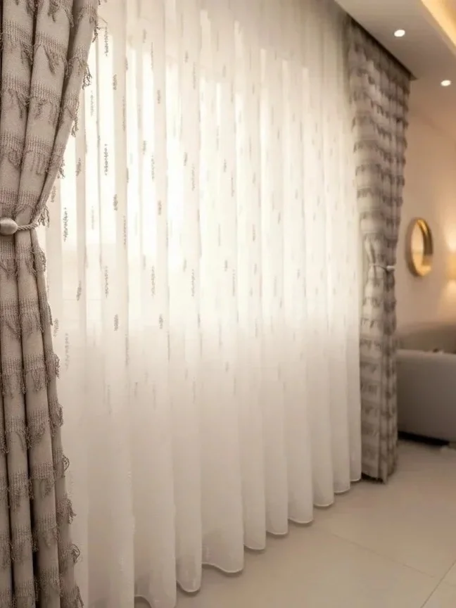 NİVEMESHOME EFSUN EKRU 1/3 PİLELİ TÜL PERDE