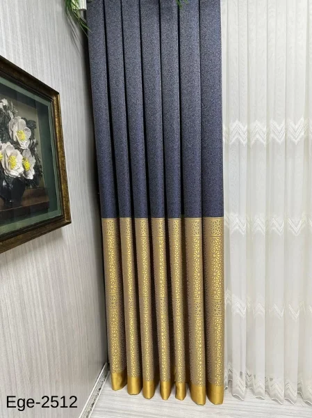NİVEMESHOME EGE ANTRASIT- GOLD FIR1240 2512 1/3 SIK DOKUMA PERDE APM