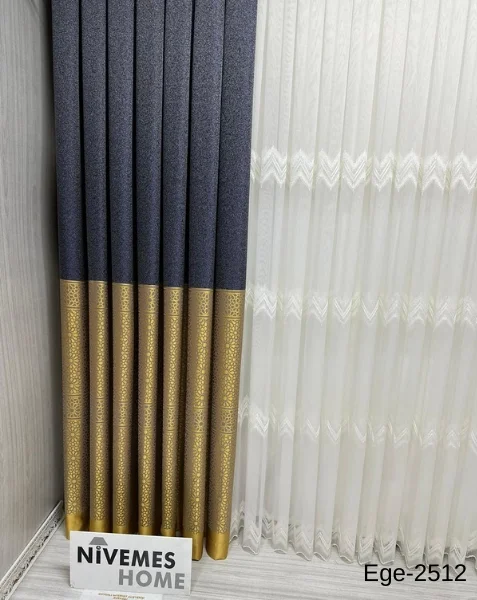 NİVEMESHOME EGE ANTRASIT- GOLD FIR1240 2512 1/3 SIK DOKUMA PERDE APM