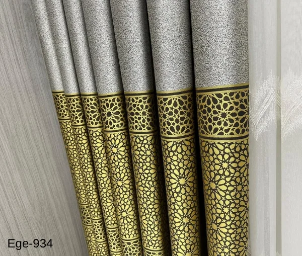 NİVEMESHOME EGE GRİ- GOLD FIR1240 V-934  1/3 SIK PİLELİ FON PERDE APM