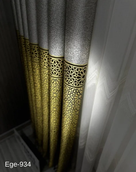 NİVEMESHOME EGE GRİ- GOLD FIR1240 V-934  1/3 SIK PİLELİ FON PERDE APM