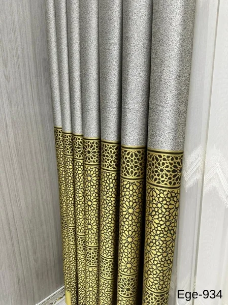 NİVEMESHOME EGE GRİ- GOLD FIR1240 V-934  1/3 SIK PİLELİ FON PERDE APM