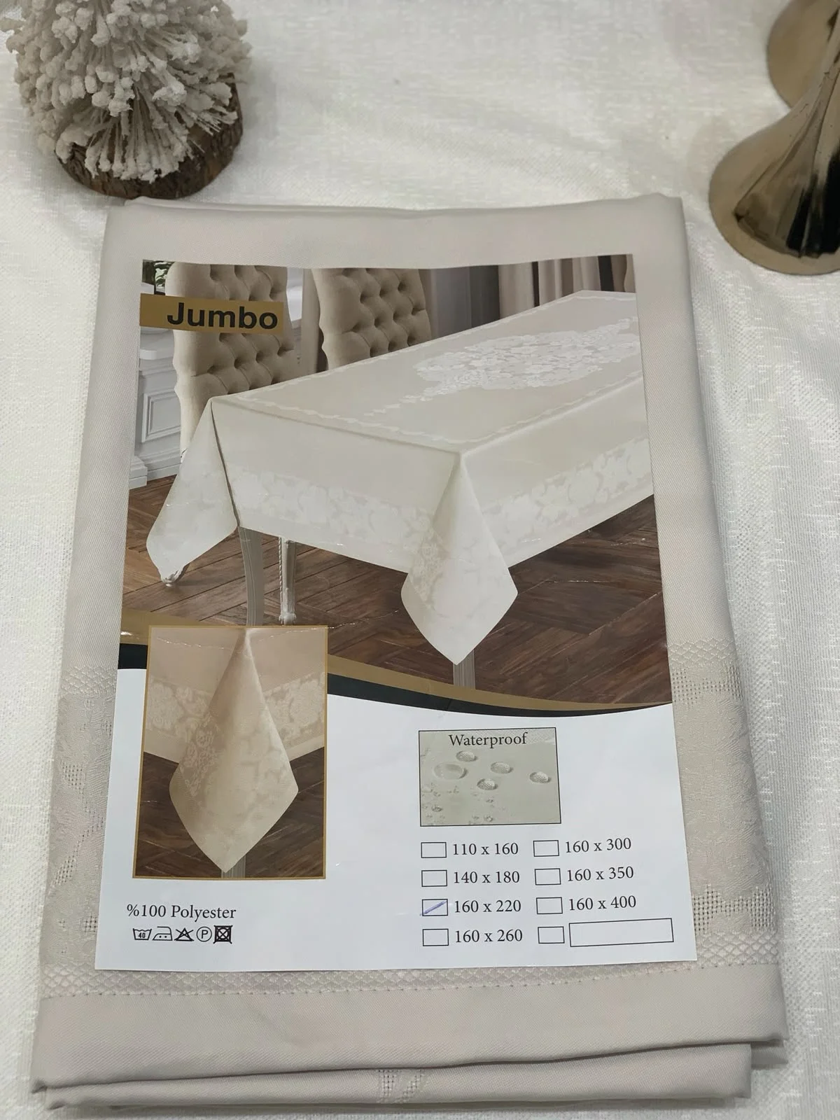NİVEMESHOME EKRU 160X220 JUMBO MASA ÖRTÜSÜ